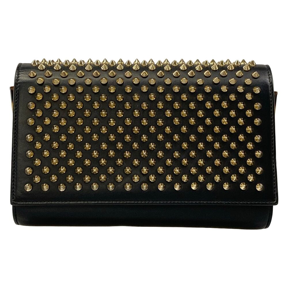 Christian Louboutin Paloma Clutch Bag 1165081 Black Dark Brown Multi Leather